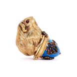 A FABERGE STYLE SILVER GILT, ENAMEL AND DIAMOND SET LIGHTER MODELLED AS A GUINEAPIG