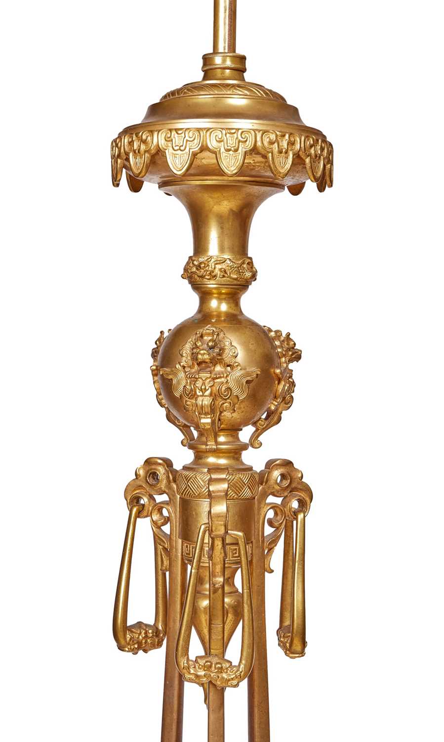 ATTRIBUTED TO EDOUARD LIEVRE: A FINE 19TH CENTURY GILT BRONZE FLOOR STANDING LAMP - Image 3 of 5