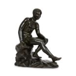 A LATE 19TH CENTURY NEAPOLITAN BRONZE OF THE SEATED MERCURY, AFTER THE ANTIQUE