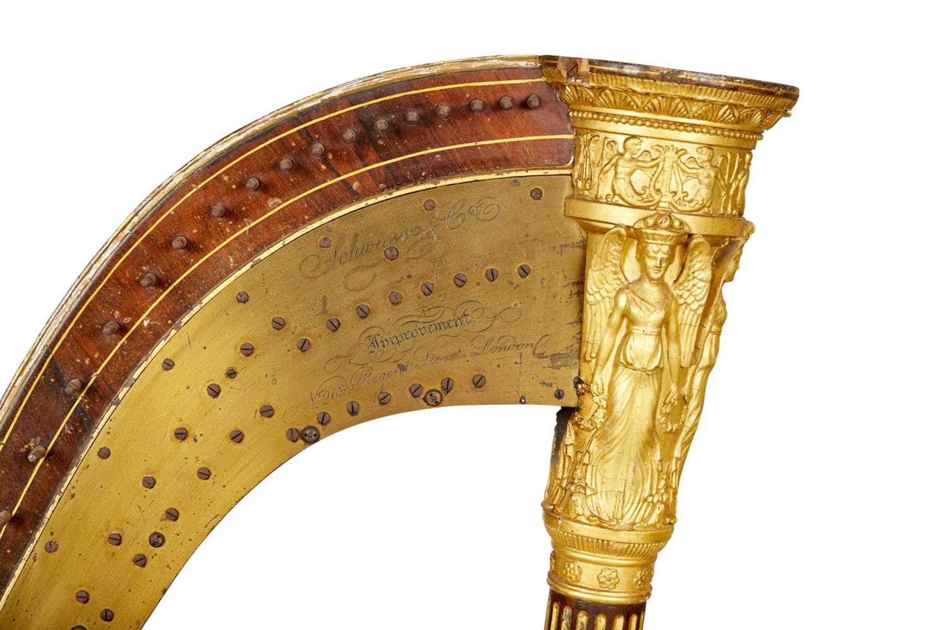 AN EARLY 19TH CENTURY GILTWOOD AND GILT GESSO CONCERT HARP BY J.C. SCHWIESO & CO. LONDON - Image 2 of 3