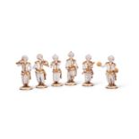 A SET OF SIX EARLY 20TH CENTURY SITZENDORF PORCELAIN FIGURES OF OTTOMAN MUSICIANS