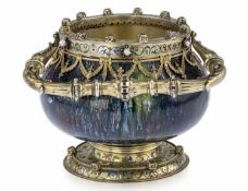 A 19TH CENTURY SILVER GILT AND ENAMELLED VASE, AUSTRO-HUNGARIAN