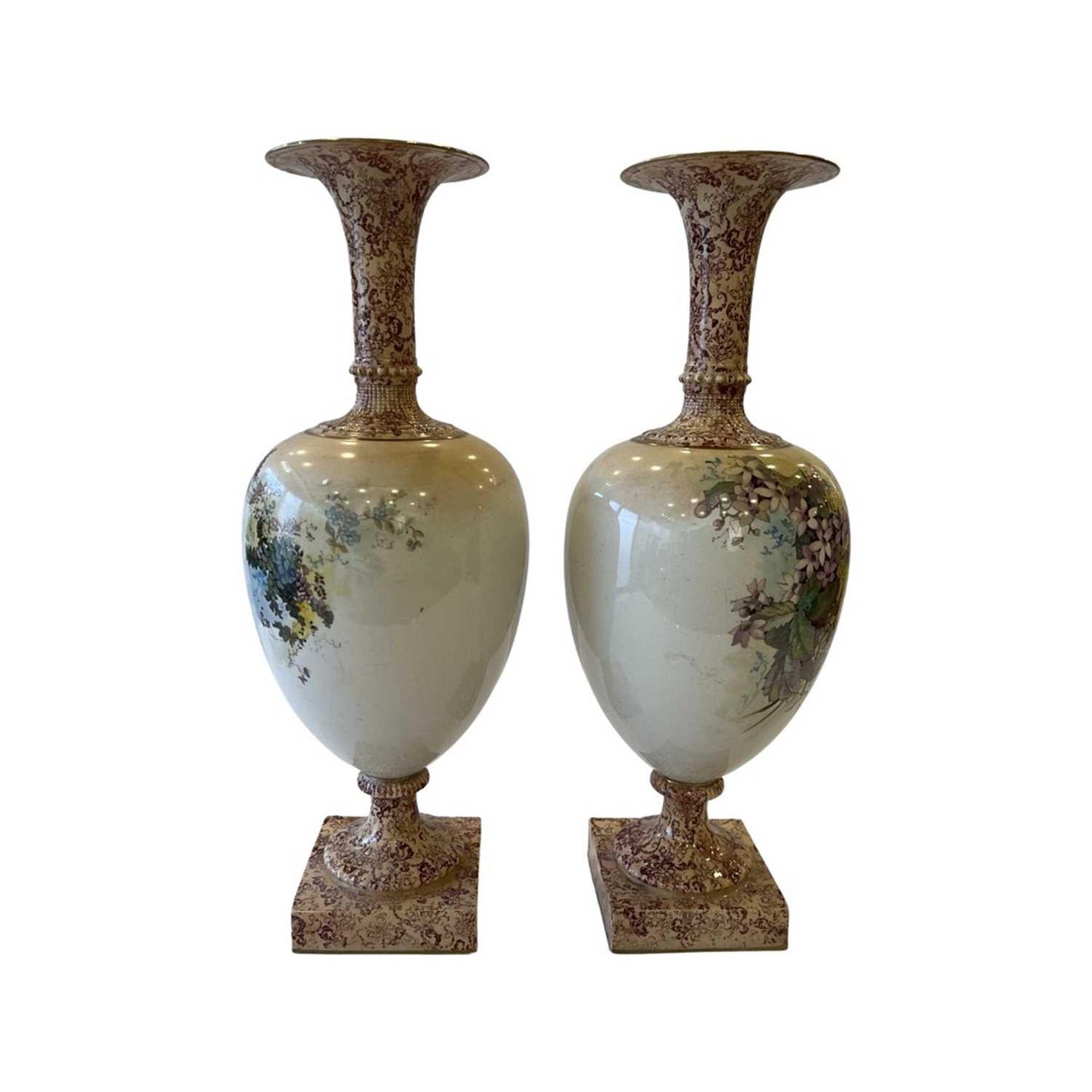 DOULTON BURSLEM: A PAIR OF LATE 19TH CENTURY PORCELAIN VASES - Image 2 of 2