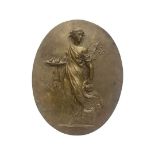 A LARGE 19TH CENTURY BRONZE CLASSICAL RELIEF DEPICTING THE GREEK GODDESS HERA