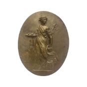 A LARGE 19TH CENTURY BRONZE CLASSICAL RELIEF DEPICTING THE GREEK GODDESS HERA