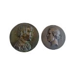 TWO MID 19TH CENTURY BRONZE PORTRAIT PLAQUES OF YOUNG MEN