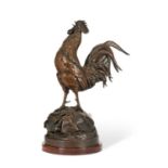 AUGUSTE CAIN (1822-1894): A LARGE BRONZE COCKEREL CAST BY SUSSE FRERES, PARIS