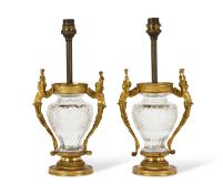 A FINE PAIR OF EMPIRE PERIOD ORMOLU AND CUT GLASS VASES CIRCA 1800