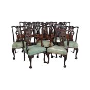 A SET OF TWELVE 19TH CENTURY IRISH MAHOGANY DINING CHAIRS