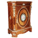 A FINE LATE 19TH CENTURY FRENCH PORCELAIN MOUNTED AND PARQUETRY SIDE CABINET