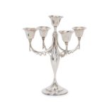 A STERLING SILVER CANDELABRA