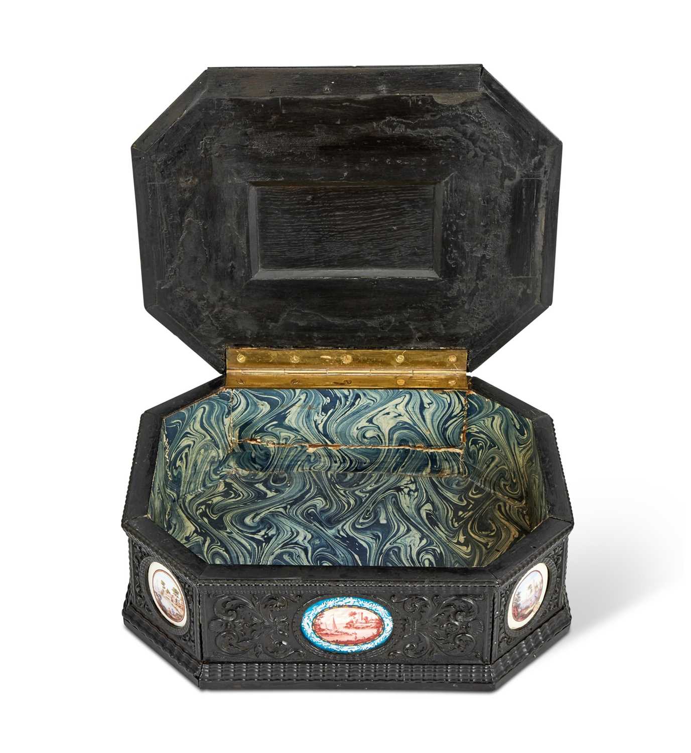 THIRTEEN MID 18TH CENTURY ENAMELS MOUNTED IN AN EBONY CASKET - Image 3 of 15