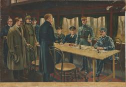 'THE SIGNING OF THE ARMISTICE', OIL ON CANVAS