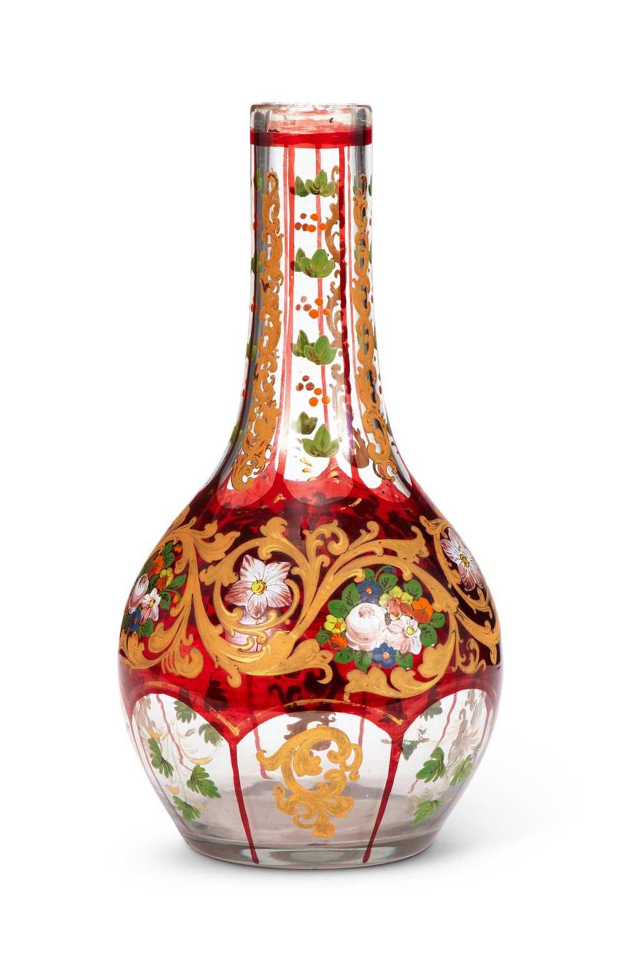 A 19TH CENTURY BOHEMIAN RUBY GLASS VASE OR HOOKAH BASE FOR THE PERSIAN / OTTOMAN MARKET - Image 3 of 4