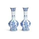 A PAIR OF 17TH CENTURY STYLE DELFT BLUE AND WHITE VASES