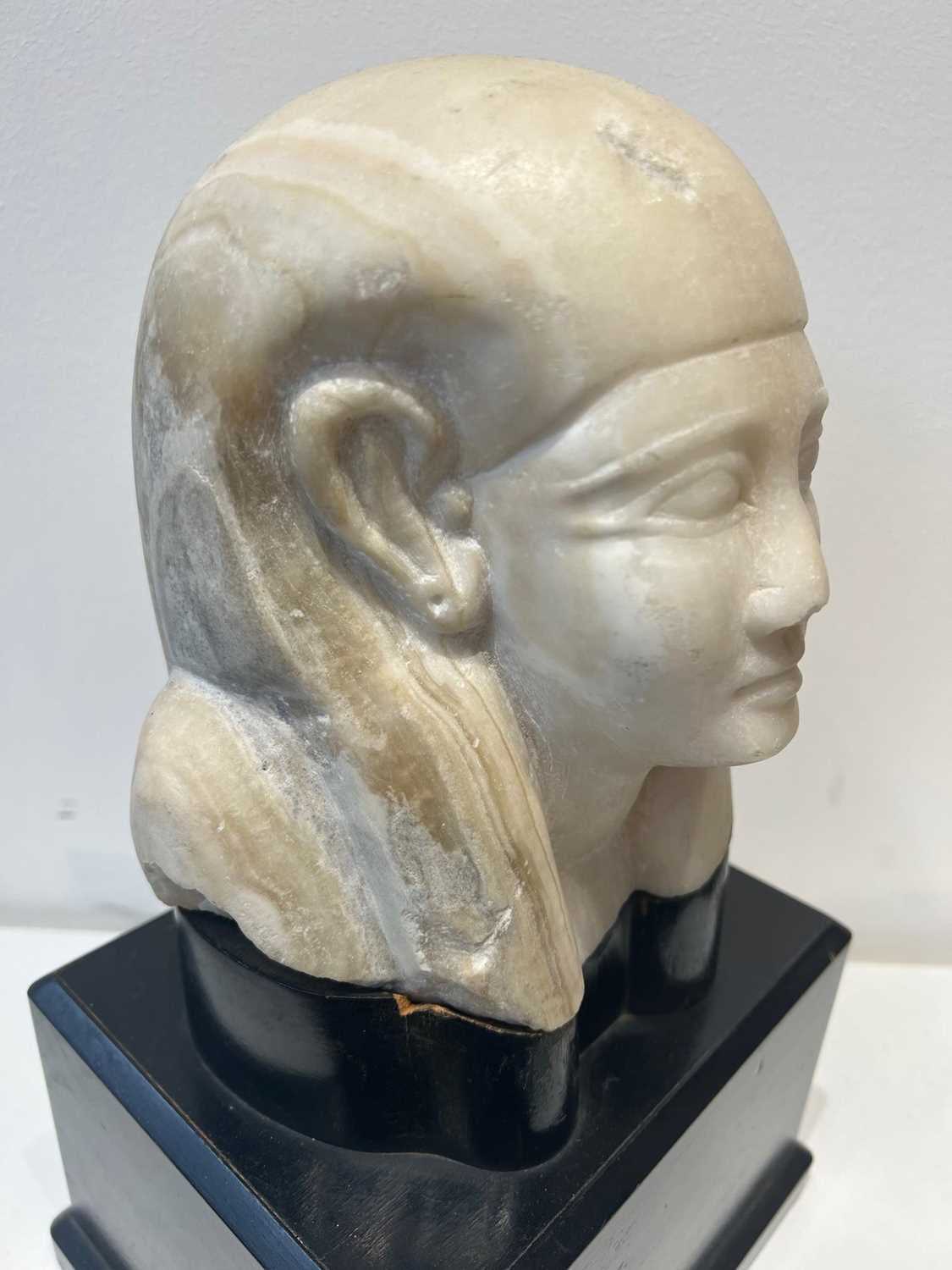 A GRAND TOUR ALABASTER HEAD OF A PHAROAH - Image 10 of 11