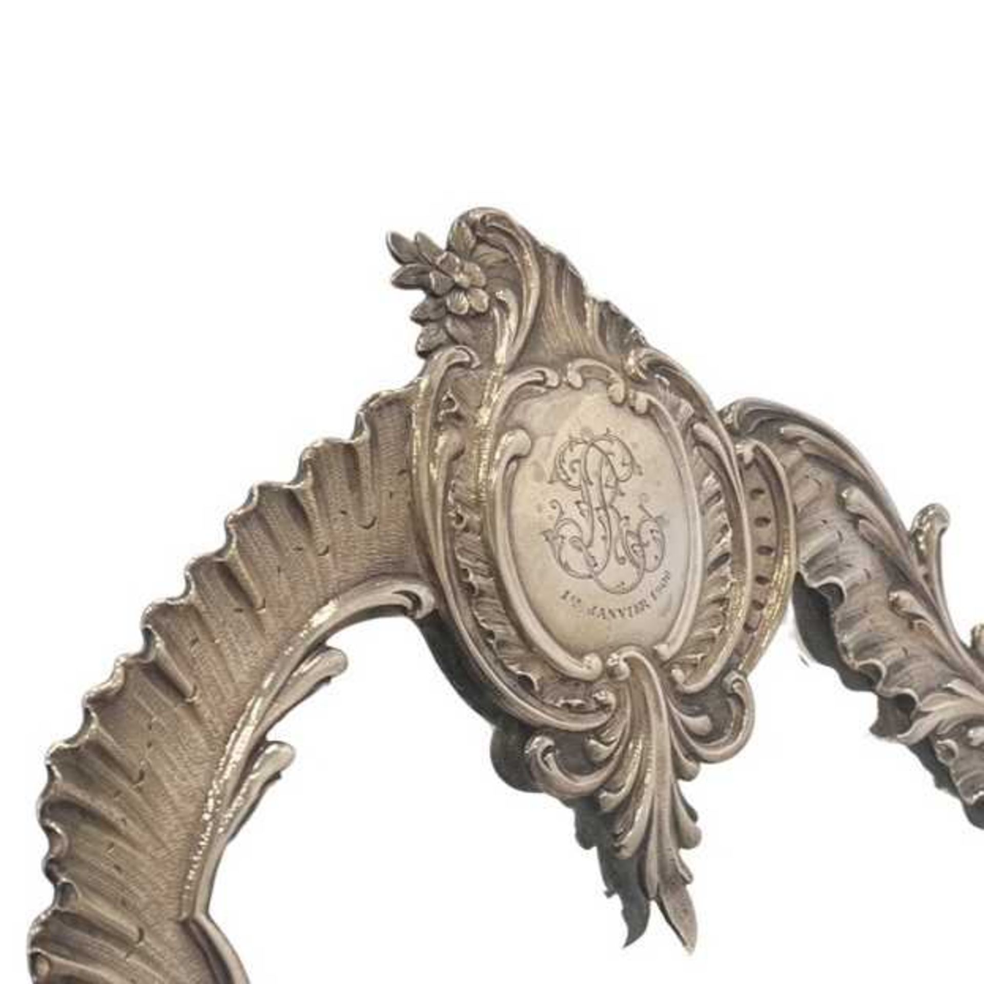 AN EARLY 20TH CENTURY FRENCH SILVER TOILETTE MIRROR BY MOUTOT, PARIS, DATED 1906 - Image 5 of 5
