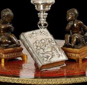 A RARE EARLY 18TH CENTURY DUTCH SILVER AND GOLD BOOK BINDING WITH RELIEFS AFTER CARLO MARATTA