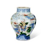 A 19TH CENTURY CHINESE WUCAI BALSUTER VASE