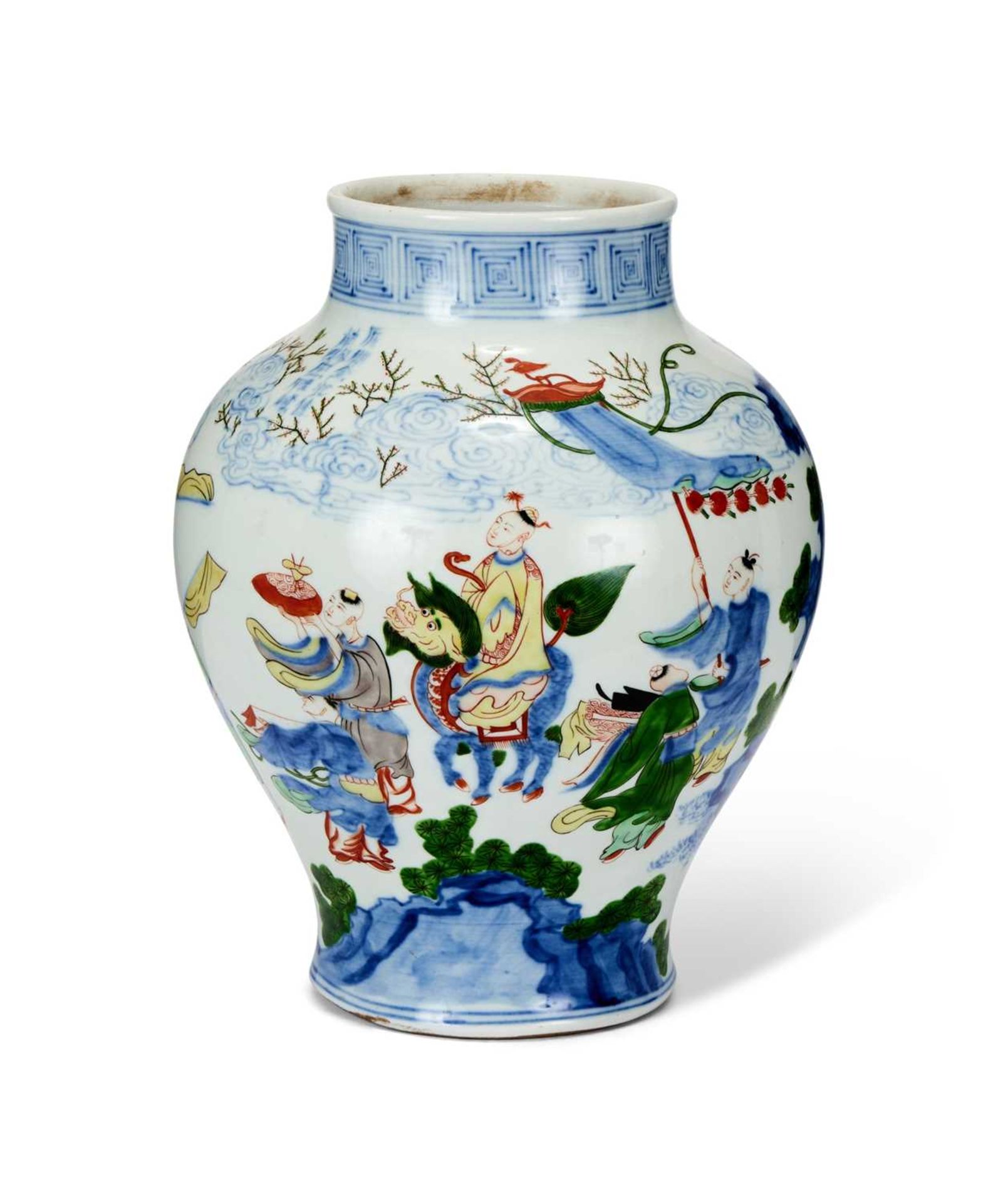 A 19TH CENTURY CHINESE WUCAI BALSUTER VASE