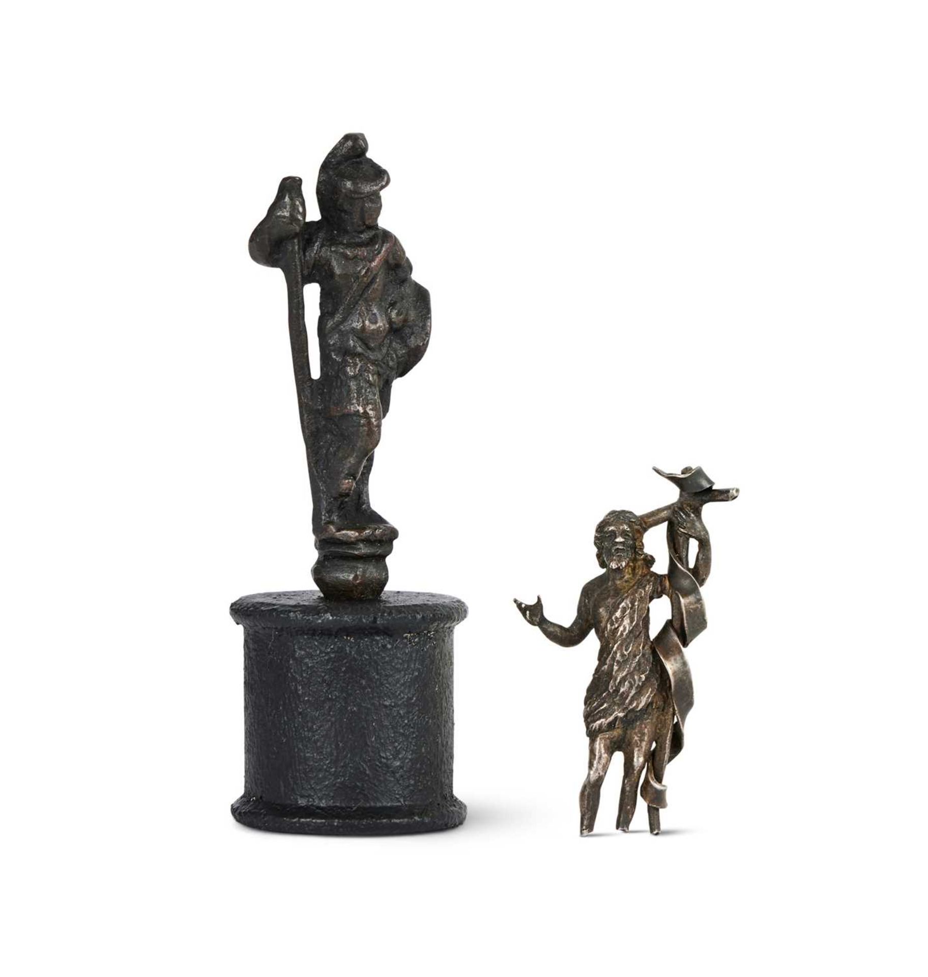 TWO 16TH / 17TH CENTURY NORTH ITALIAN FIGURAL FINIALS, EX ADAMS COLLECTION