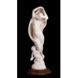 AN EARLY 20TH CENTURY ALABASTER FIGURE OF NIGHT AFTER THE MODEL BY JAMES PRADIER (1790-1852)