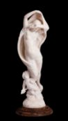 AN EARLY 20TH CENTURY ALABASTER FIGURE OF NIGHT AFTER THE MODEL BY JAMES PRADIER (1790-1852)