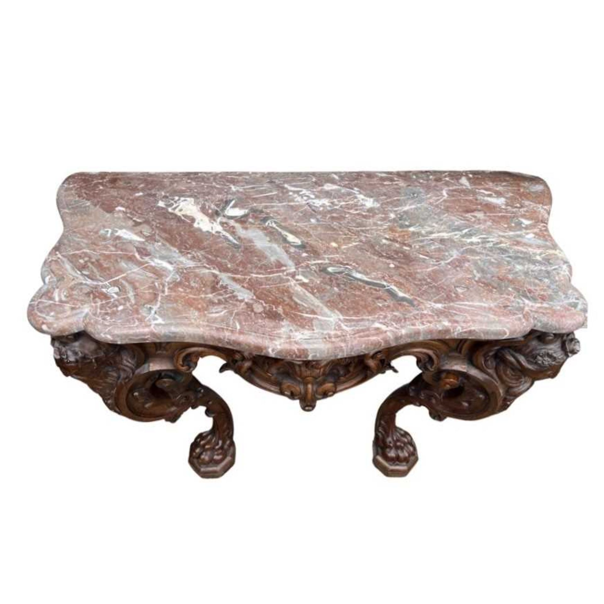 A FINE 19TH CENTURY IRISH WALNUT AND MARBLE CONSOLE TABLE - Image 2 of 5