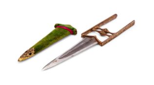 A 19TH CENTURY MUGHAL DAGGER (KATAR) WITH SHEATH