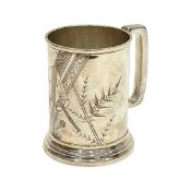 AN AESTHETIC PERIOD SILVER PLATED MUG