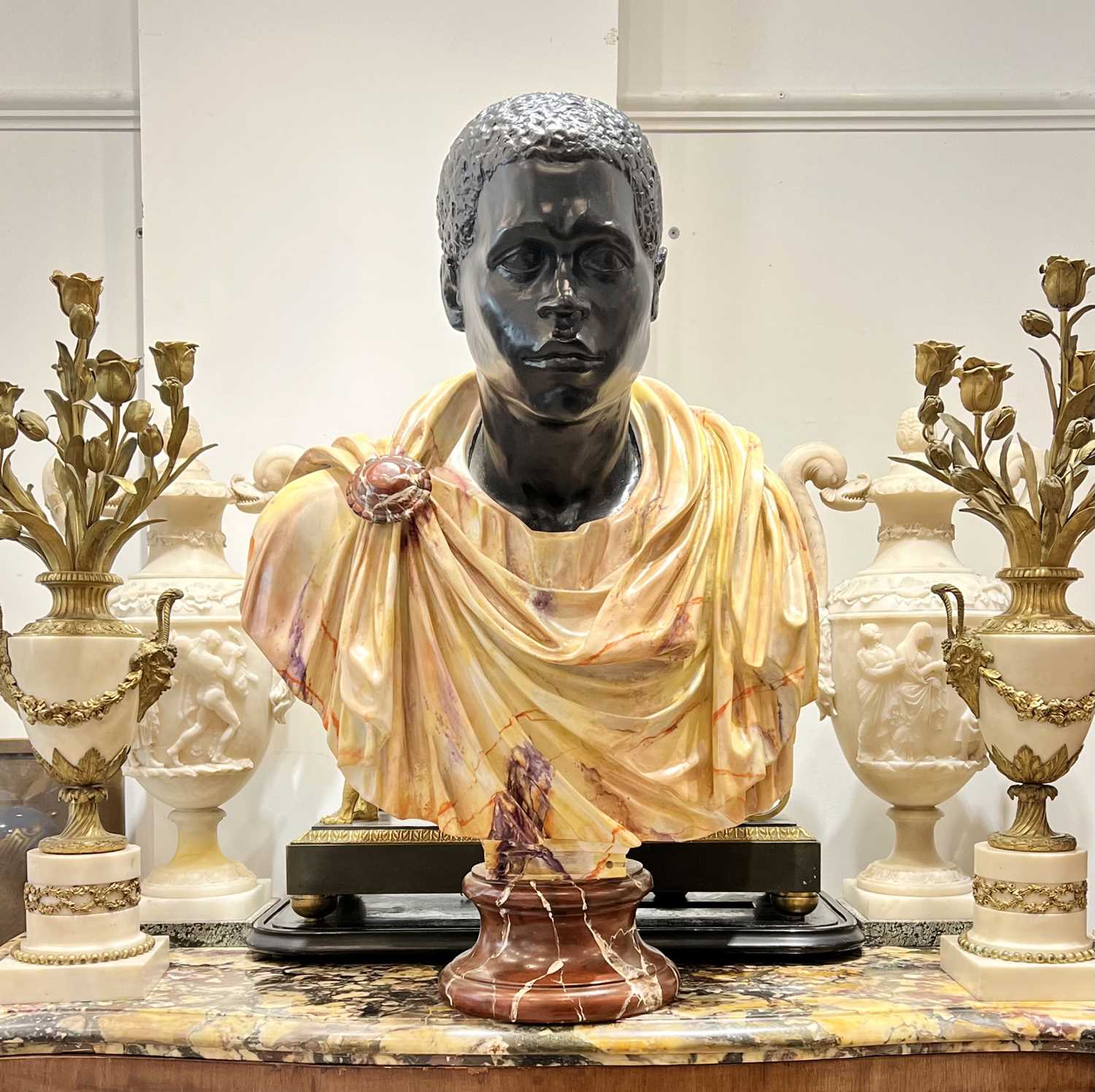 A LIFE-SIZE BUST OF A ROMAN NUBIAN