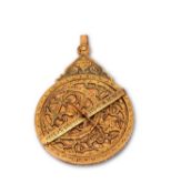 A 19TH CENTURY PERSIAN QAJAR GILT BRASS ASTROLABE