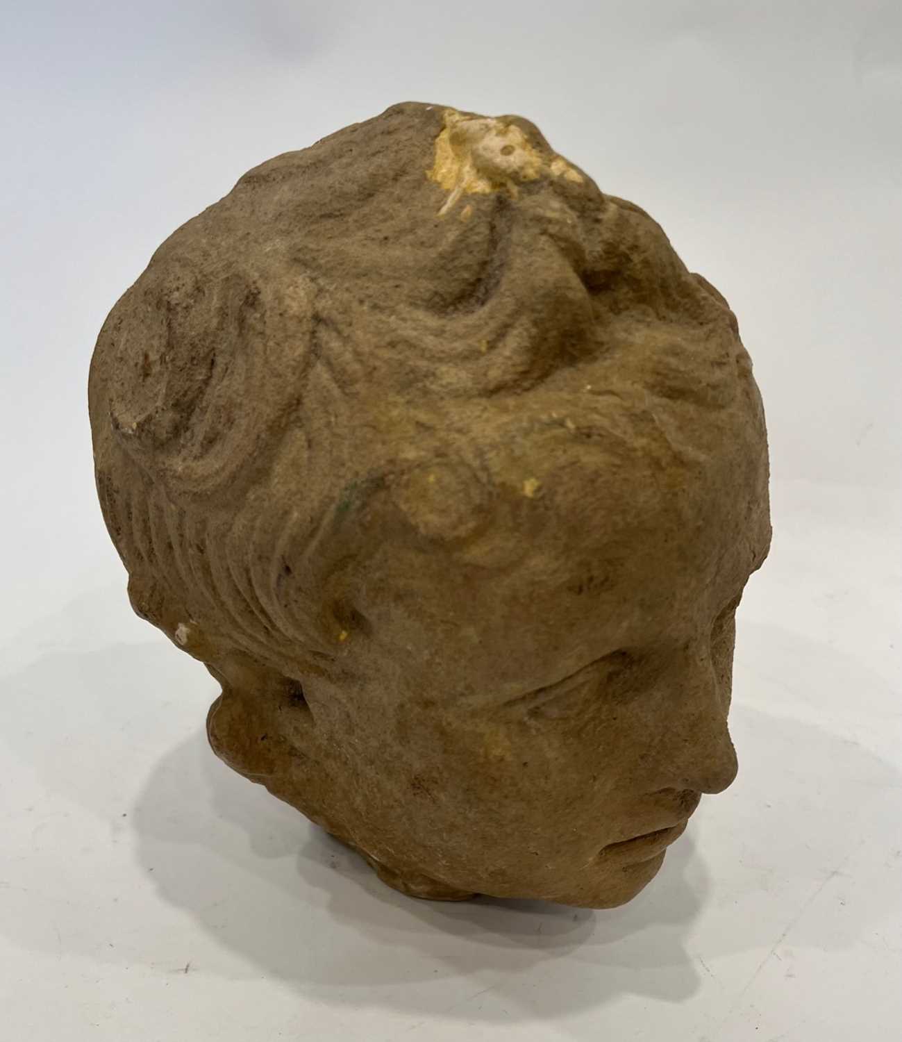 A COMPOSITION STONE HEAD IN THE STYLE OF DONATELLO - Image 8 of 9