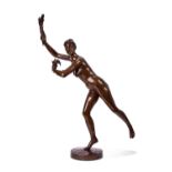 PAUL FOURNIER (FRENCH, 1859-1926): A LARGE BRONZE FIGURE OF A RUNNING GIRL CAST BY BARBEDIENNE