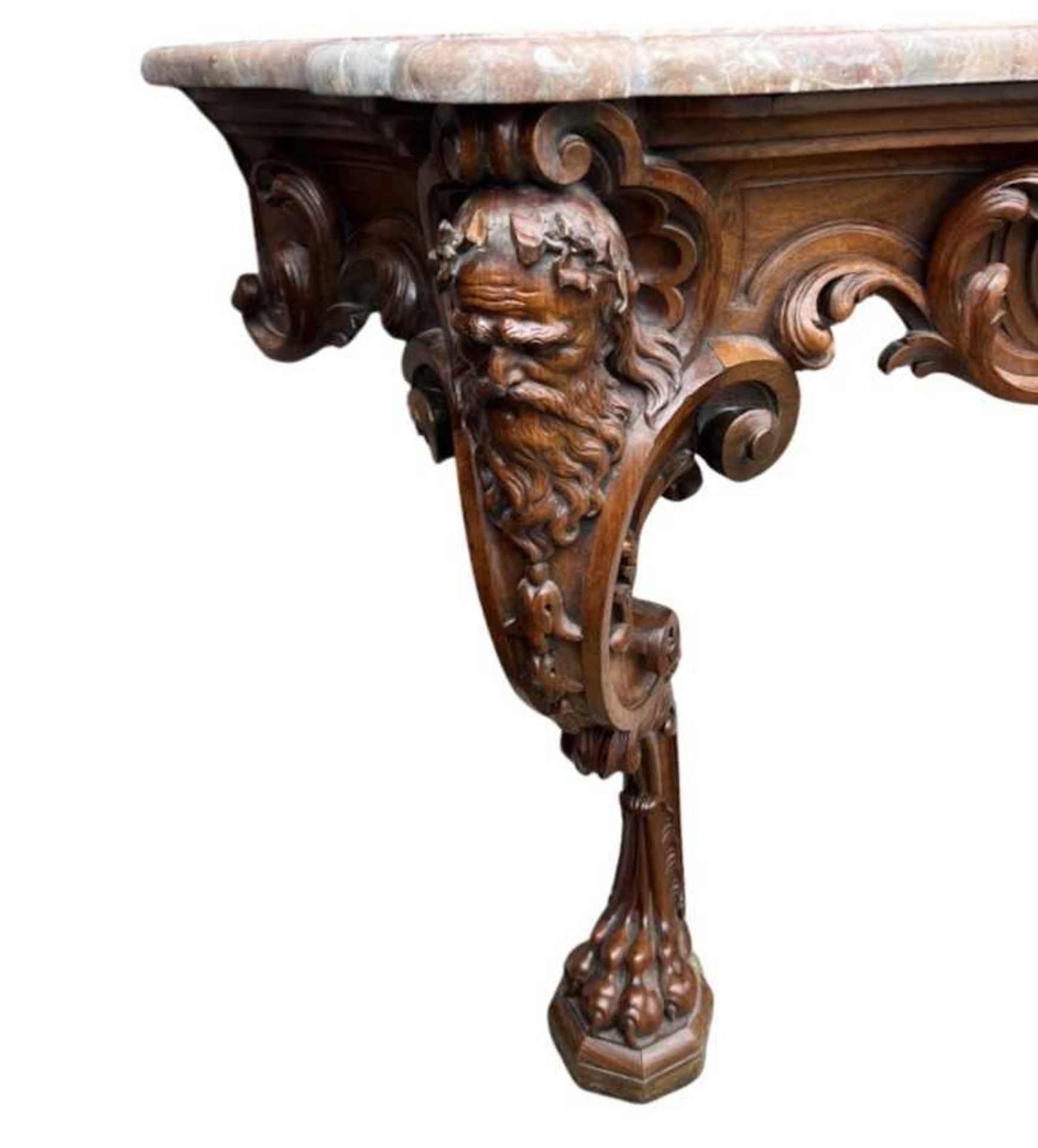 A FINE 19TH CENTURY IRISH WALNUT AND MARBLE CONSOLE TABLE - Image 3 of 5