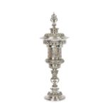 A LARGE EDWARDIAN GARRARD & CO. STERLING SILVER STEEPLE CUP, LONDON, 1902