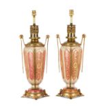 A FINE PAIR OF 19TH CENTURY ORMOLU AND GLASS LAMPS FOR THE PERSIAN MARKET