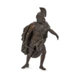 A LARGE 19TH CENTURY BRONZE FIGURE OF A ROMAN SOLDIER