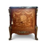 A FINE 19TH CENTURY LOUIS XVI STYLE KINGWOOD MARQUETRY SIDE CABINET