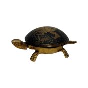 A SPANISH GILT AND LACQUERED BELL MODELLED AS A TORTOISE