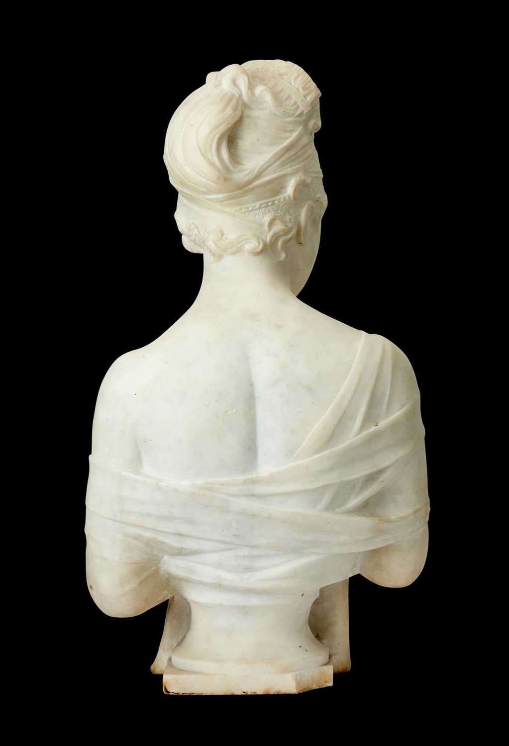 AFTER JOSEPH CHINARD (FRENCH, 1756-1813): A LATE 19TH CENTURY MARBLE BUST OF MADAME RECAMIER - Image 3 of 3