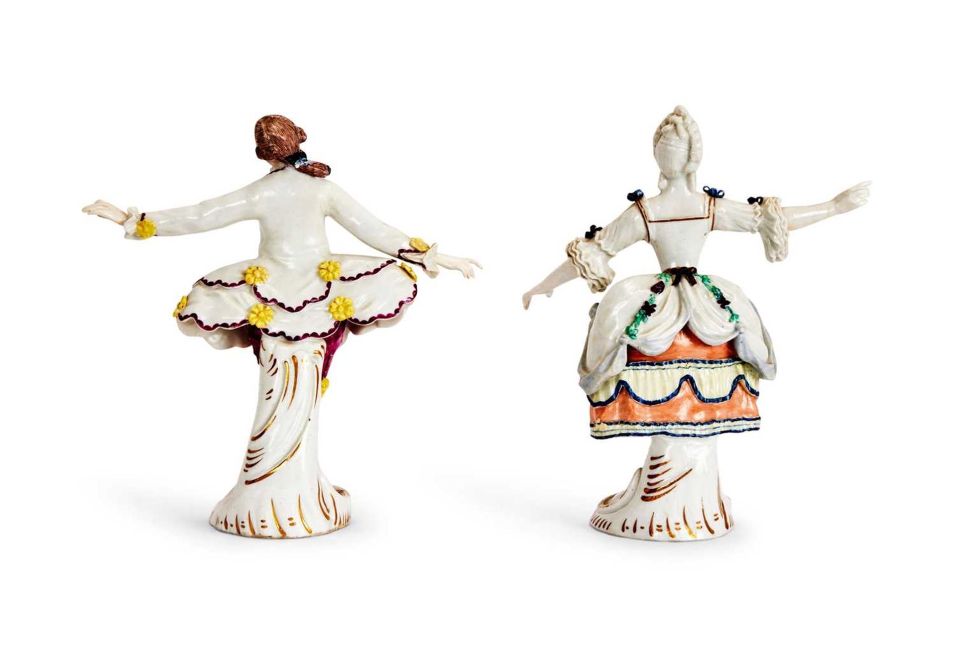 A PAIR OF 19TH CENTURY LUDWIGSBURG PORCELAIN FIGURES OF DANCERS - Image 2 of 2