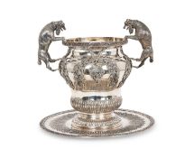 AN IMPRESSIVE ITALIAN SOLID SILVER 1930'S CHAMPAGNE COOLER / CENTREPIECE