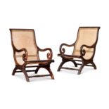 A PAIR OF 19TH CENTURY ANGLO-INDIAN CALAMANDER PLANTER'S CHAIRS