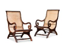 A PAIR OF 19TH CENTURY ANGLO-INDIAN CALAMANDER PLANTER'S CHAIRS