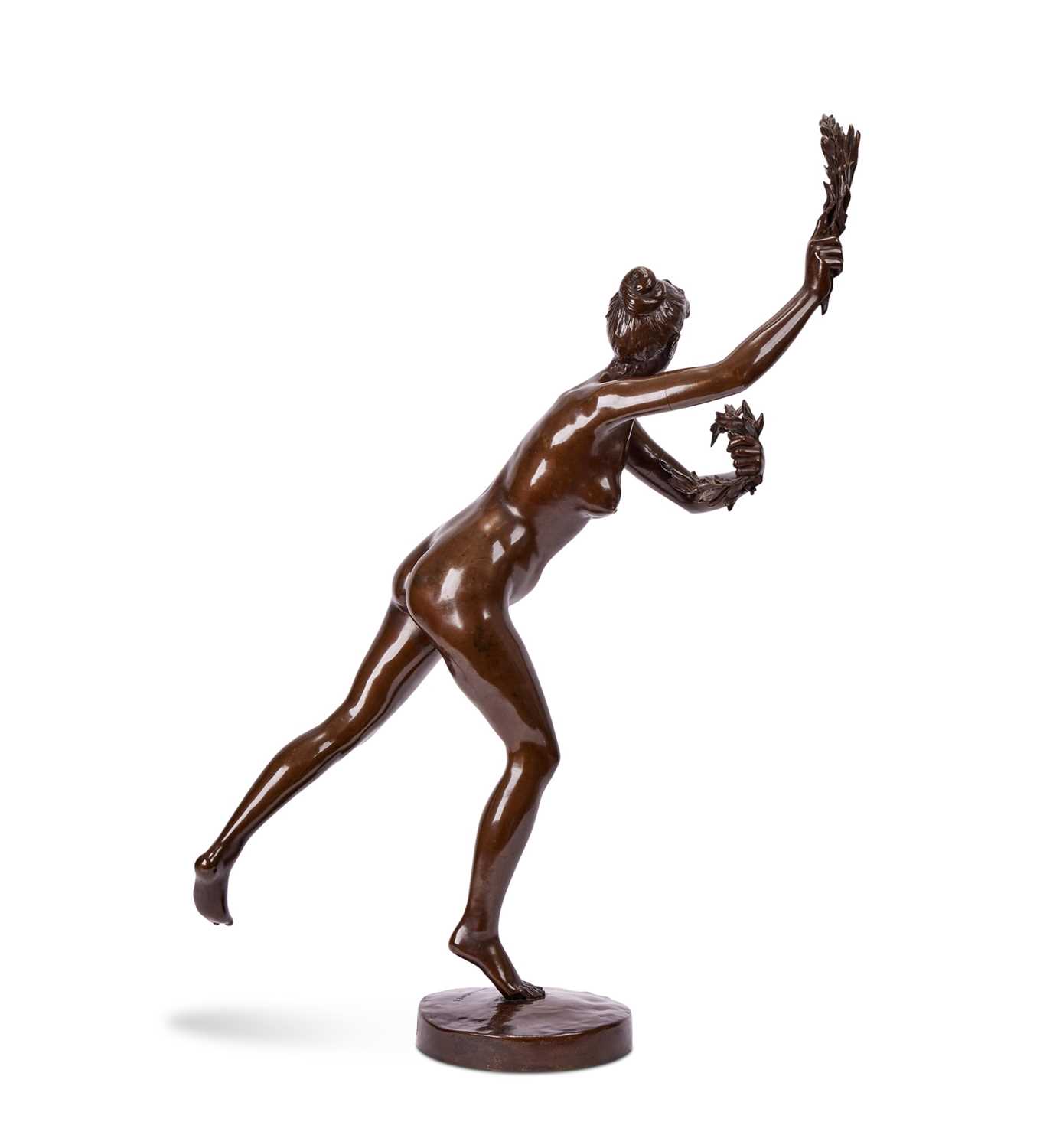 PAUL FOURNIER (FRENCH, 1859-1926): A LARGE BRONZE FIGURE OF A RUNNING GIRL CAST BY BARBEDIENNE - Image 2 of 6