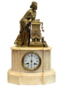 RAINGO FRERES: A MID 19TH CENTURY GILT BRONZE MANTEL CLOCK