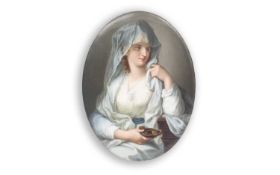 A LATE 19TH CENTURY BERLIN KPM STYLE PORCELAIN PLAQUE AFTER ANGELICA KAUFFMAN