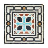 A SMALL 15TH / 17TH CENTURY GEOMETRIC POLYCHROME MARBLE MOSAIC PANEL, MAMLUK OR OTTOMAN