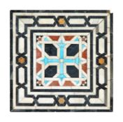 A SMALL 15TH / 17TH CENTURY GEOMETRIC POLYCHROME MARBLE MOSAIC PANEL, MAMLUK OR OTTOMAN